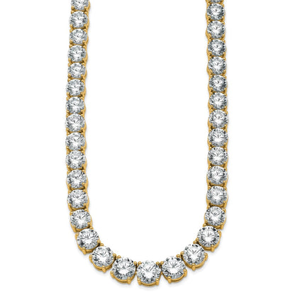 14K Yellow Gold 100 3/4 Carat Lab Grown Diamond Vs+ F+ Complete Round 20 Inch Graduated Tennis Necklace