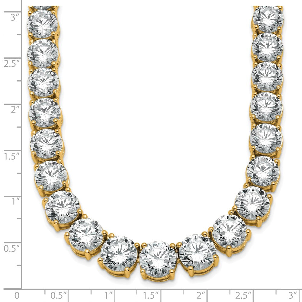 14k Yellow Gold 100 3/4 Ct. Lab Grown Diamond VS/SI+ G+ Round 20 inch Graduated Tennis Necklace