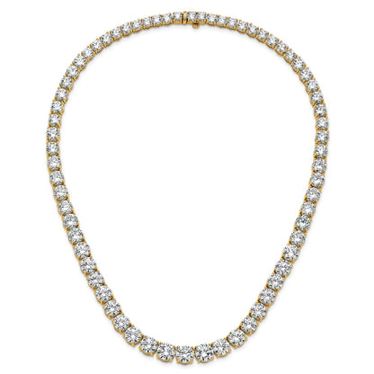 14K Yellow Gold 100 3/4 Carat Lab Grown Diamond Vs+ F+ Complete Round 20 Inch Graduated Tennis Necklace