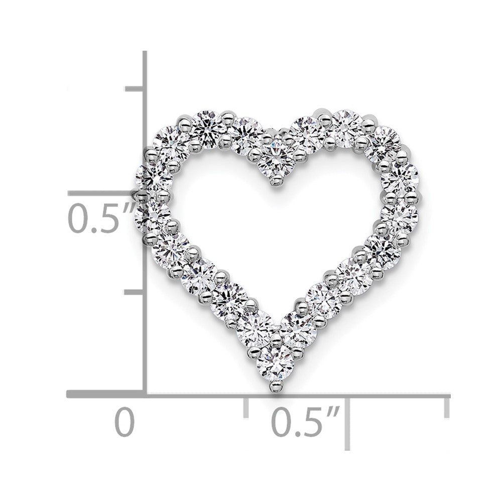14k White Gold 1 Ct. Lab Grown Diamond VS/SI+ G+ Heart Chain Slide Pendant