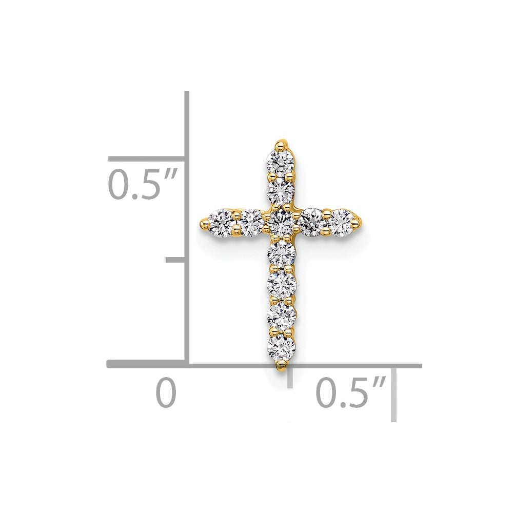 14k Yellow Gold 1/4 Ct. Lab Grown Diamond VS/SI+ G+ Cross Chain Slide Pendant