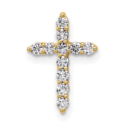 14k Yellow Gold 1/4 Ct. Lab Grown Diamond VS/SI+ G+ Cross Chain Slide Pendant