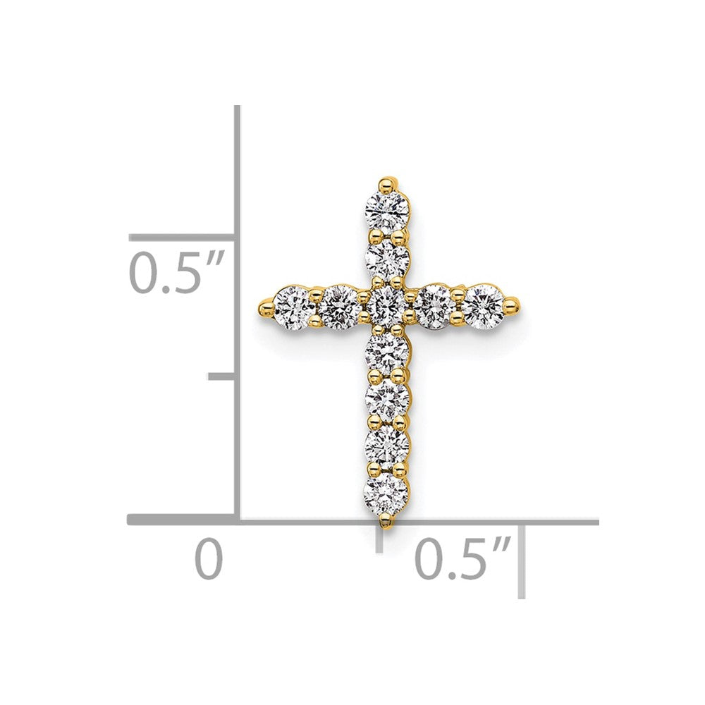 14k Yellow Gold 1/3 Ct. Lab Grown Diamond VS/SI+ G+ Cross Chain Slide Pendant