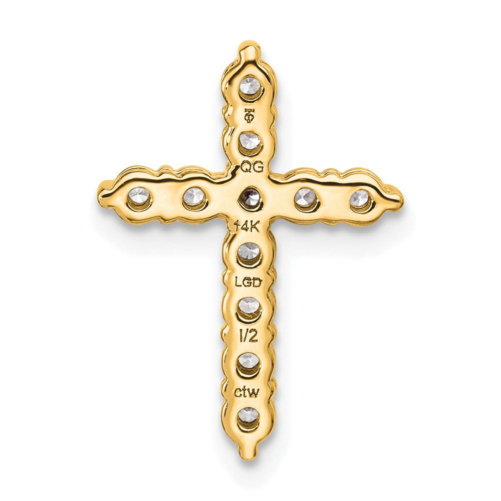 14k Yellow Gold 1/2 Ct. Lab Grown Diamond VS/SI+ G+ Cross Chain Slide Pendant