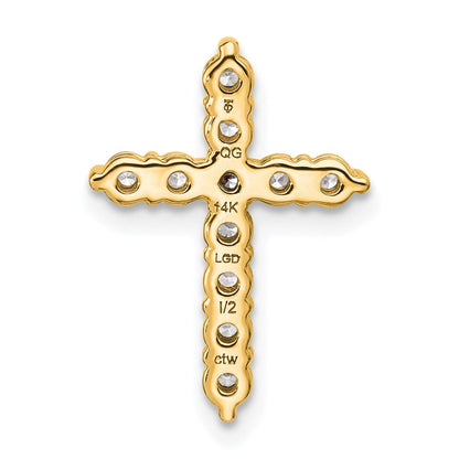 14k Yellow Gold 1/2 Ct. Lab Grown Diamond VS/SI+ G+ Cross Chain Slide Pendant