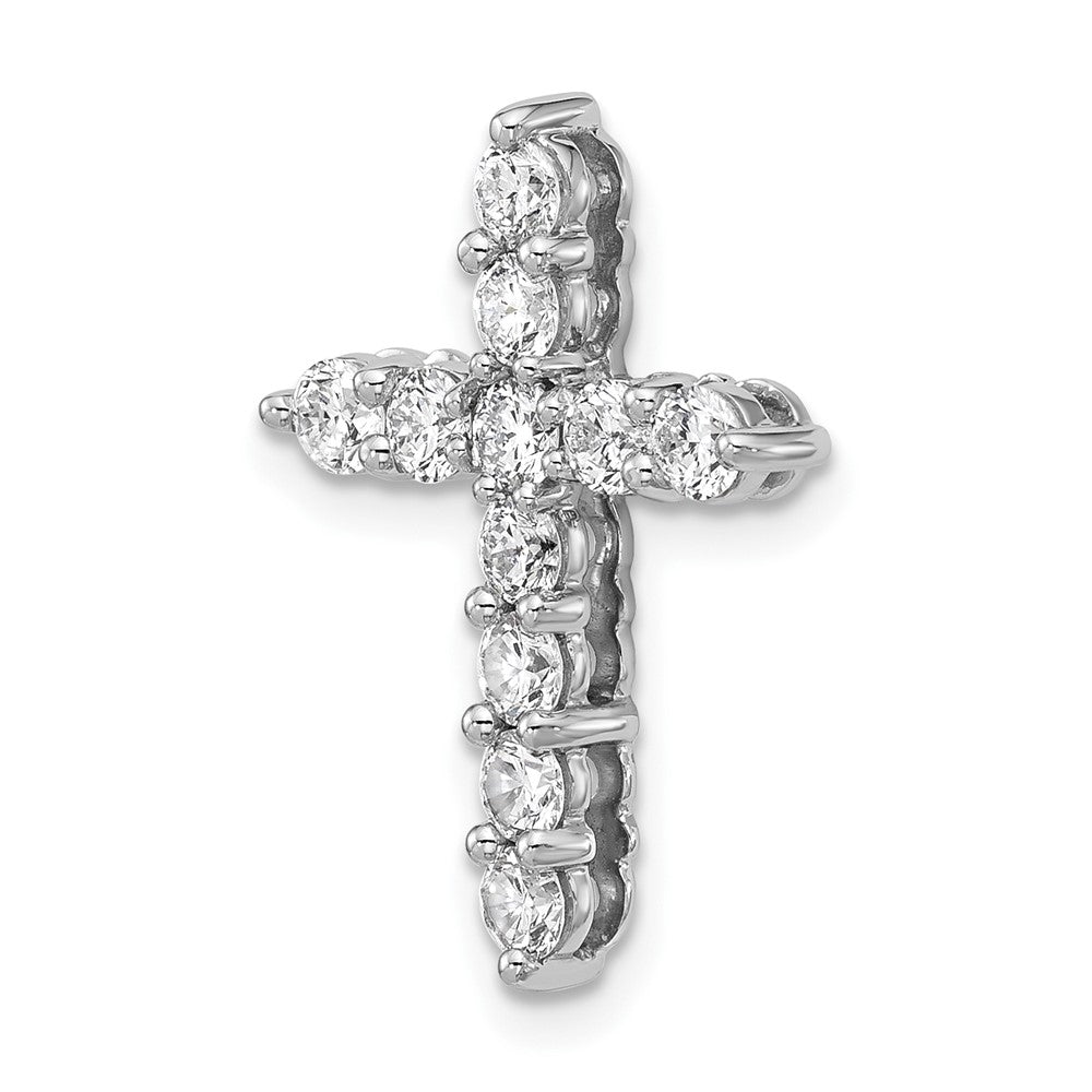 14k White Gold 1 Ct. Lab Grown Diamond VS/SI+ G+ Cross Chain Slide Pendant