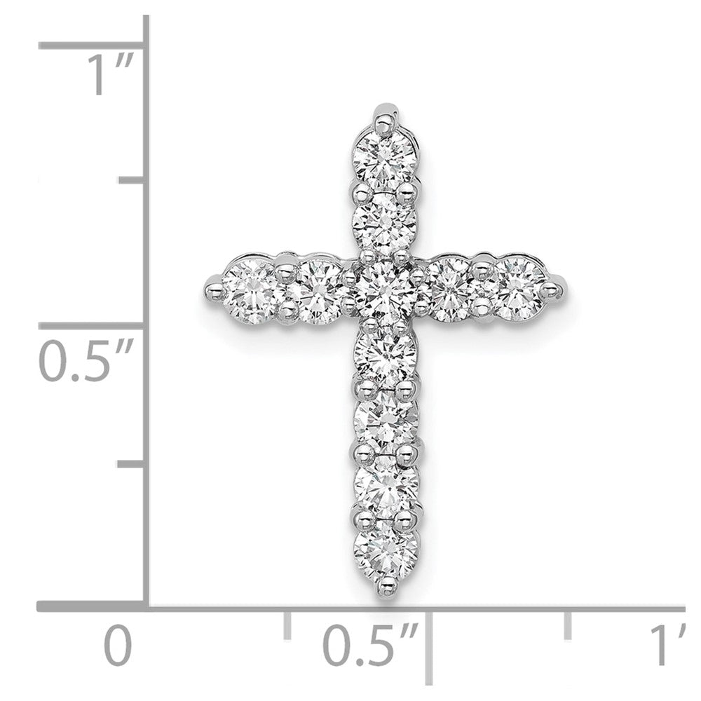 14k White Gold 1 Ct. Lab Grown Diamond VS/SI+ G+ Cross Chain Slide Pendant