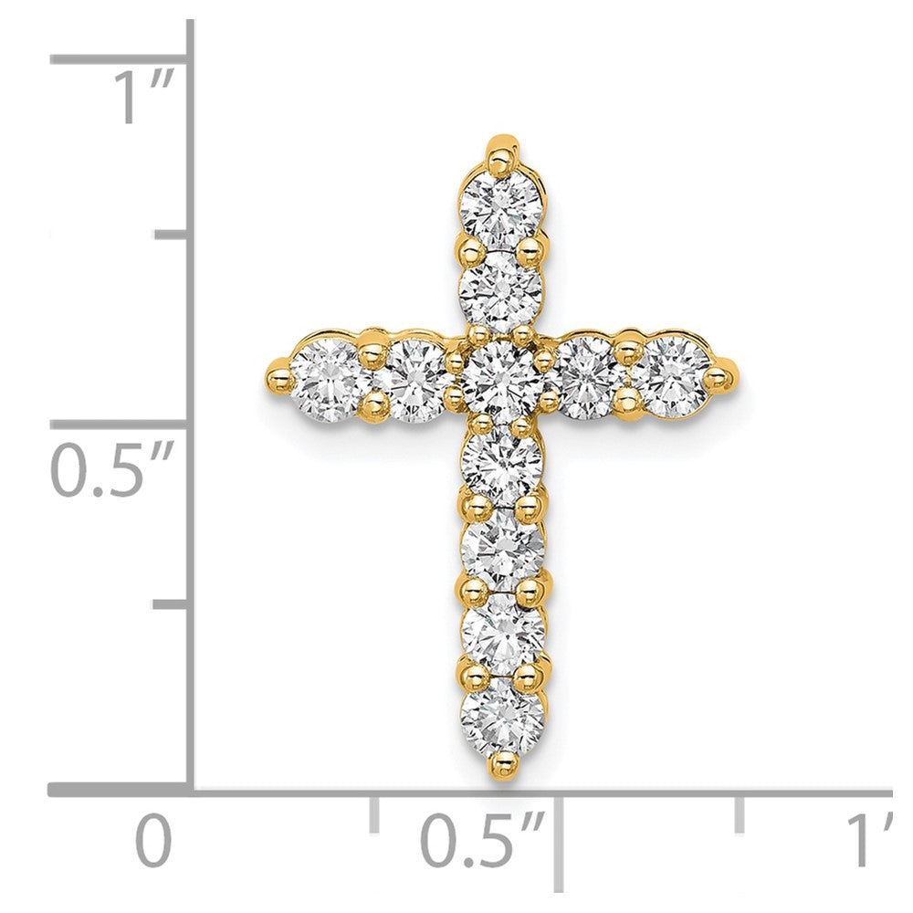 14k Yellow Gold 1 Ct. Lab Grown Diamond VS/SI+ G+ Cross Chain Slide Pendant