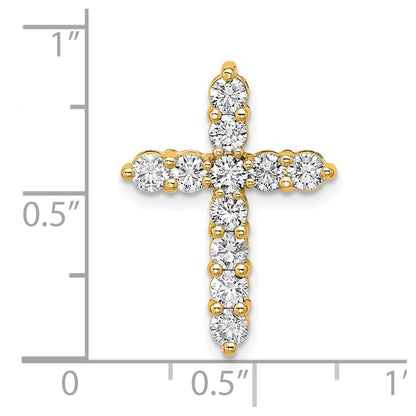 14k Yellow Gold 1 Ct. Lab Grown Diamond VS/SI+ G+ Cross Chain Slide Pendant