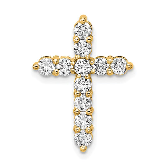 14k Yellow Gold 1 Ct. Lab Grown Diamond VS/SI+ G+ Cross Chain Slide Pendant