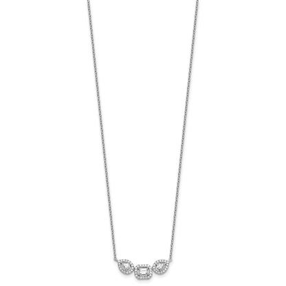 14k White Gold 3/4 Ct. Lab Grown Diamond VS/SI+ G+ 18 inch Three Stone Necklace