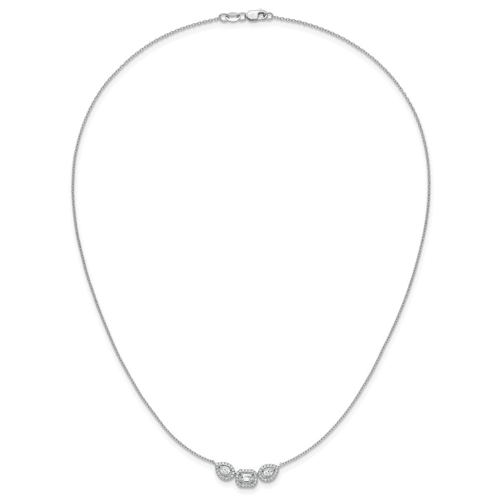 14k White Gold 3/4 Ct. Lab Grown Diamond VS/SI+ G+ 18 inch Three Stone Necklace