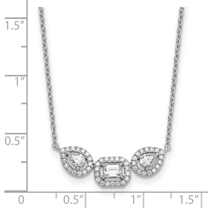 14k White Gold 3/4 Ct. Lab Grown Diamond VS/SI+ G+ 18 inch Three Stone Necklace