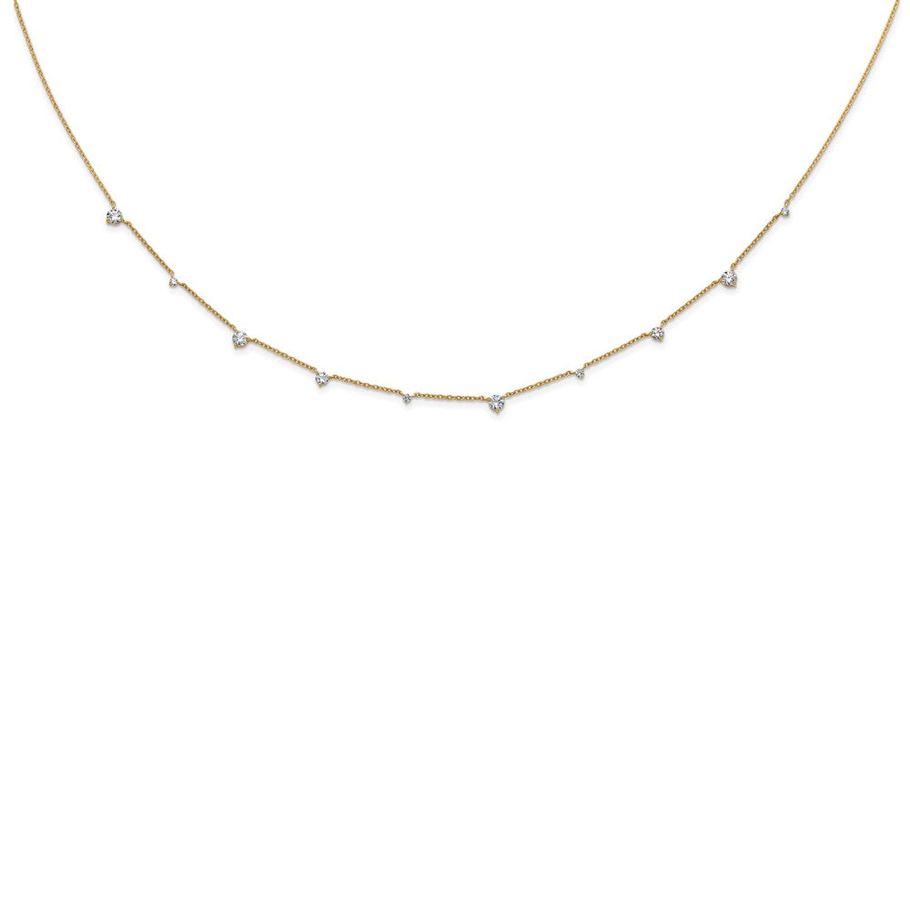 14K Yellow Gold True Origin 2 1/10 Carat Lab Grown Diamond Vs Def Ten Station 16 Inch Necklace