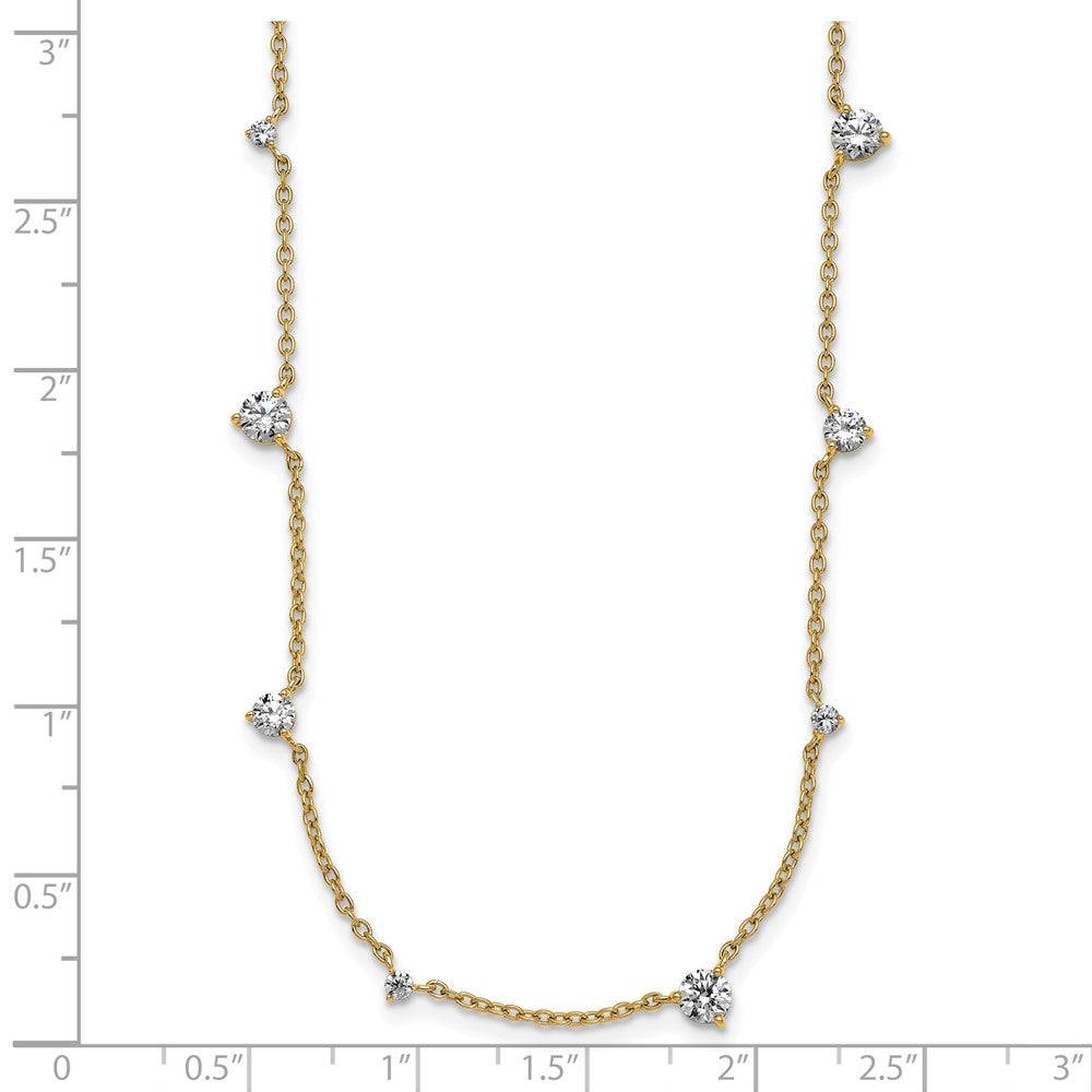 14K Yellow Gold True Origin 2 1/10 Carat Lab Grown Diamond Vs Def Ten Station 16 Inch Necklace