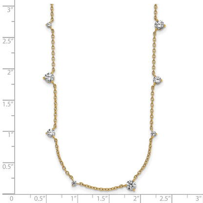 14K Yellow Gold True Origin 2 1/10 Carat Lab Grown Diamond Vs Def Ten Station 16 Inch Necklace