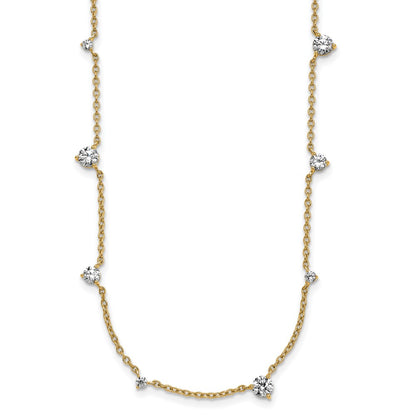 14K Yellow Gold True Origin 2 1/10 Carat Lab Grown Diamond Vs Def Ten Station 16 Inch Necklace