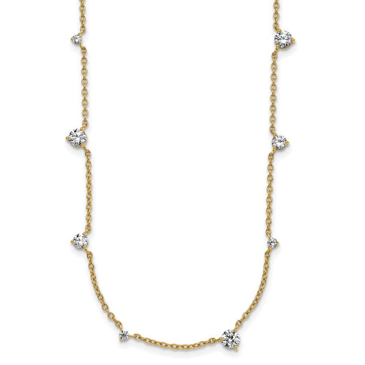 14K Yellow Gold True Origin 2 1/10 Carat Lab Grown Diamond Vs Def Ten Station 16 Inch Necklace