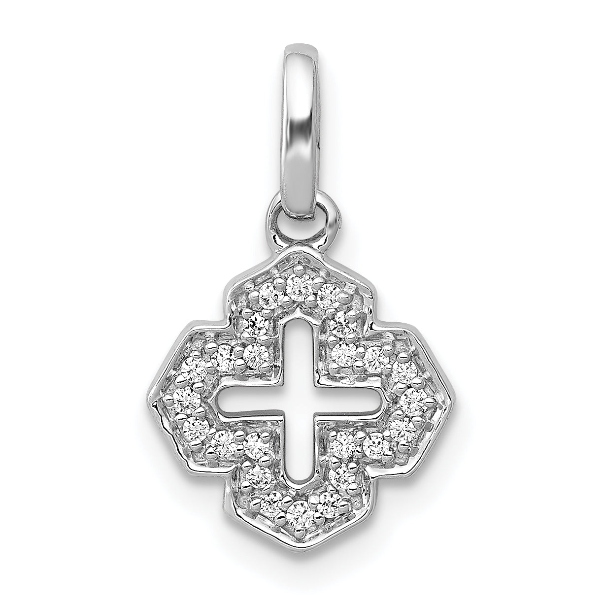 14K White Gold 1/10Ct. Diamond Fancy Cross Pendant