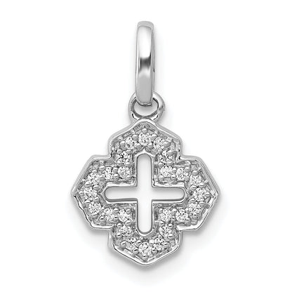 14K White Gold 1/10Ct. Diamond Fancy Cross Pendant