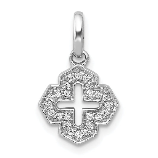 14K White Gold 1/10Ct. Diamond Fancy Cross Pendant