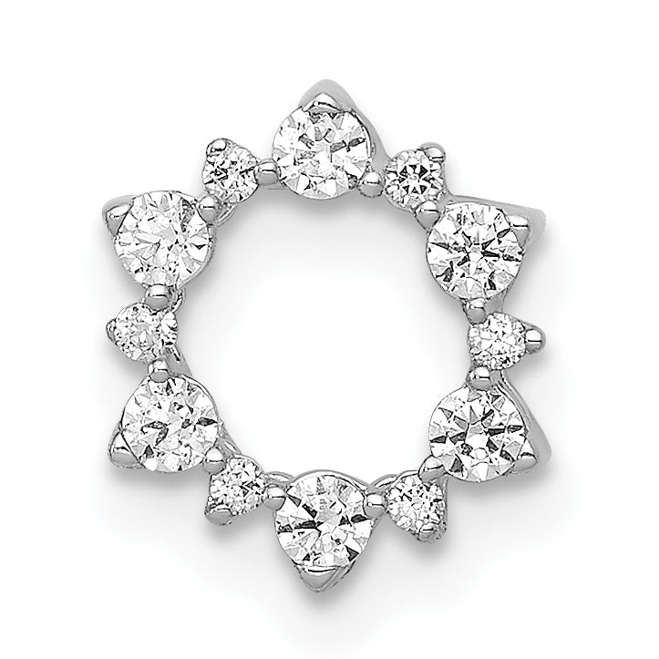 10K White Gold Diamond Fancy Circle Chain Slide