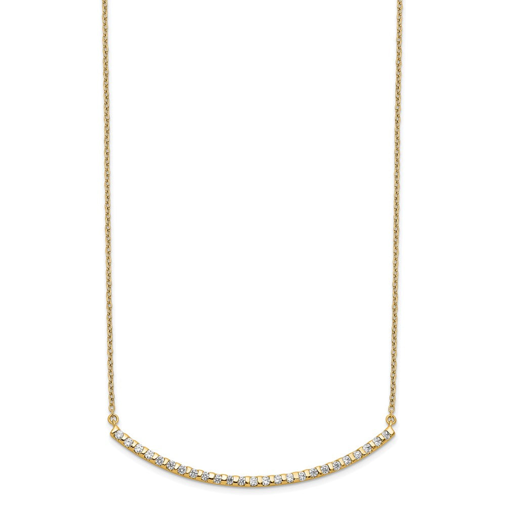 14k Yellow Gold 1/2 Ct. Lab Grown Diamond VS/SI+ G+ 18 inch Curved Bar Necklace
