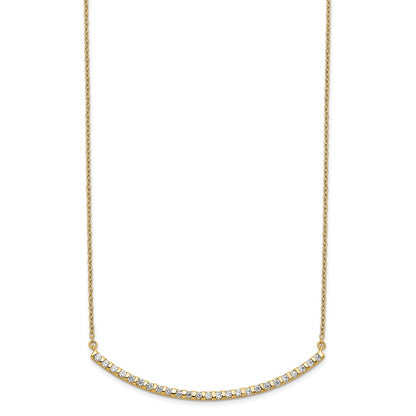 14k Yellow Gold 1/2 Ct. Lab Grown Diamond VS/SI+ G+ 18 inch Curved Bar Necklace