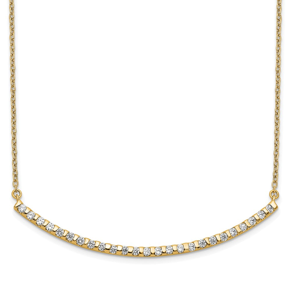 14k Yellow Gold 1/2 Ct. Lab Grown Diamond VS/SI+ G+ 18 inch Curved Bar Necklace