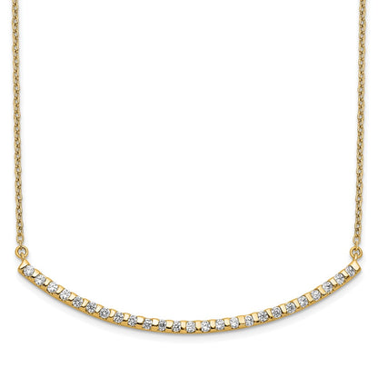 14k Yellow Gold 1/2 Ct. Lab Grown Diamond VS/SI+ G+ 18 inch Curved Bar Necklace