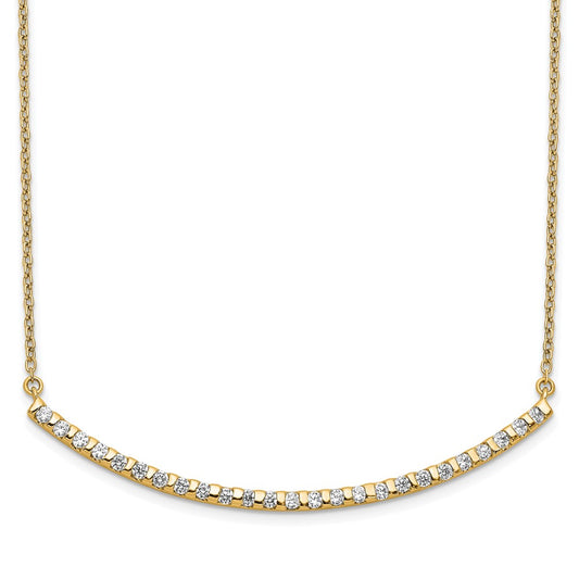 14k Yellow Gold 1/2 Ct. Lab Grown Diamond VS/SI+ G+ 18 inch Curved Bar Necklace