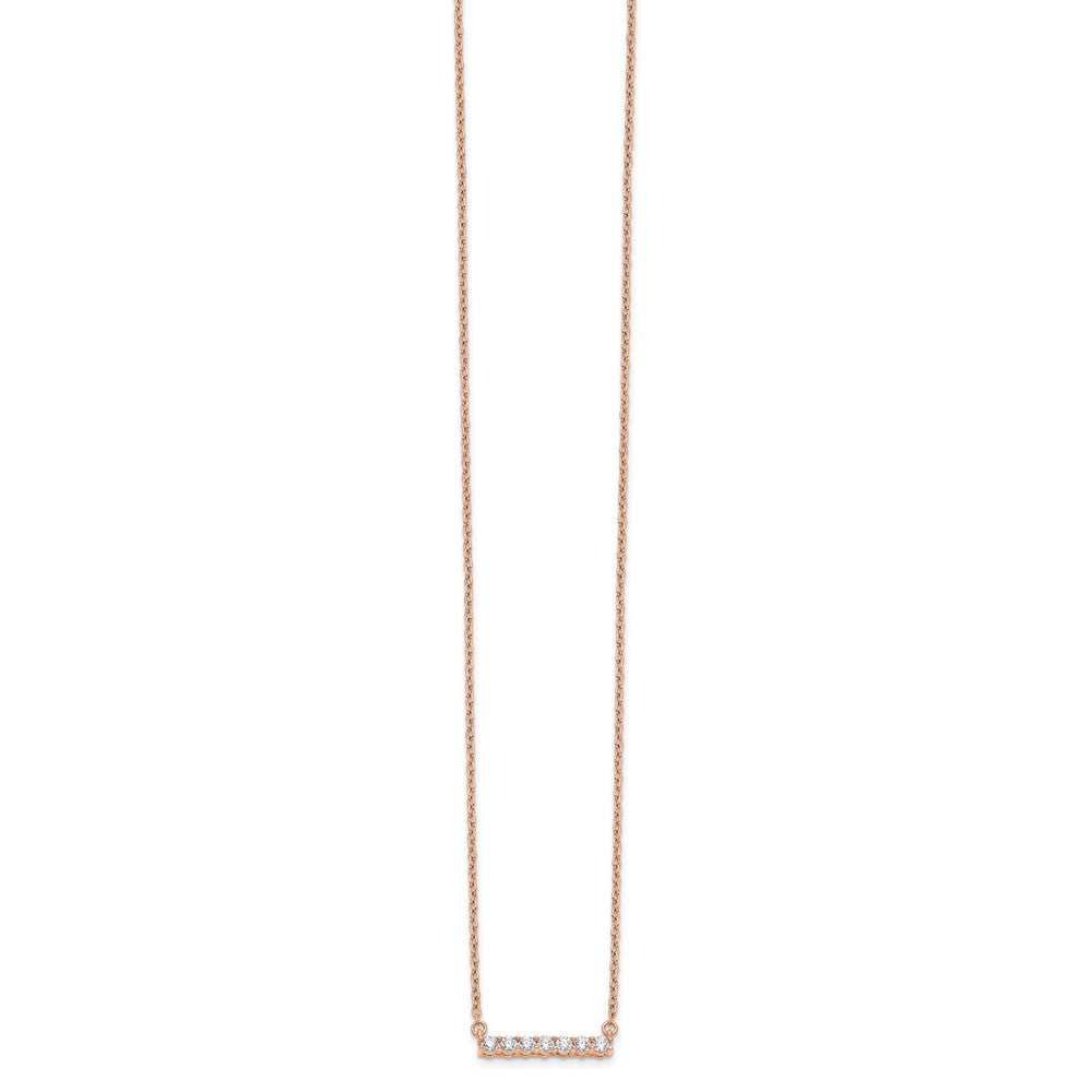 14k Rose Gold 1/4 Ct. Lab Grown Diamond VS/SI+ G+ 18 inch Bar Necklace