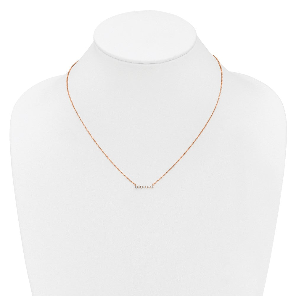 14k Rose Gold 1/4 Ct. Lab Grown Diamond VS/SI+ G+ 18 inch Bar Necklace