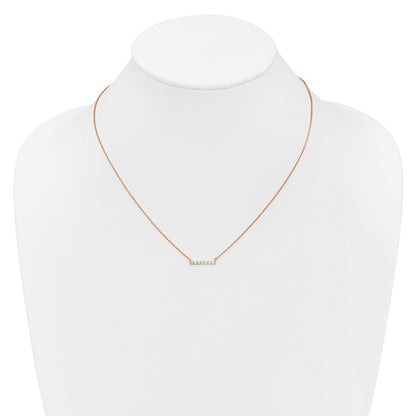 14k Rose Gold 1/4 Ct. Lab Grown Diamond VS/SI+ G+ 18 inch Bar Necklace