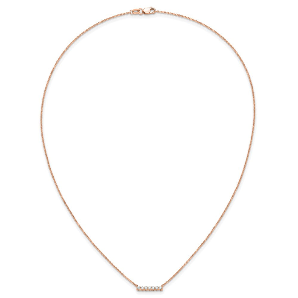 14k Rose Gold 1/4 Ct. Lab Grown Diamond VS/SI+ G+ 18 inch Bar Necklace