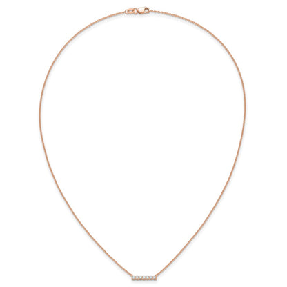 14k Rose Gold 1/4 Ct. Lab Grown Diamond VS/SI+ G+ 18 inch Bar Necklace