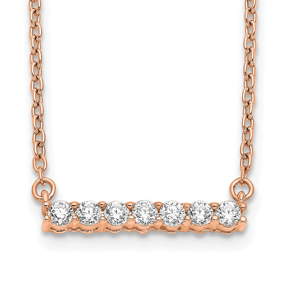 14k Rose Gold 1/4 Ct. Lab Grown Diamond VS/SI+ G+ 18 inch Bar Necklace