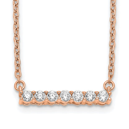 14k Rose Gold 1/4 Ct. Lab Grown Diamond VS/SI+ G+ 18 inch Bar Necklace