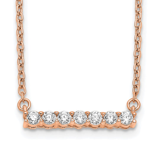 14k Rose Gold 1/4 Ct. Lab Grown Diamond VS/SI+ G+ 18 inch Bar Necklace