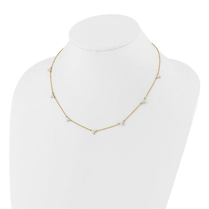 14K Yellow Gold True Origin 1 Carat Lab Grown Diamond Vs Def Multi Station 18 Inch Necklace