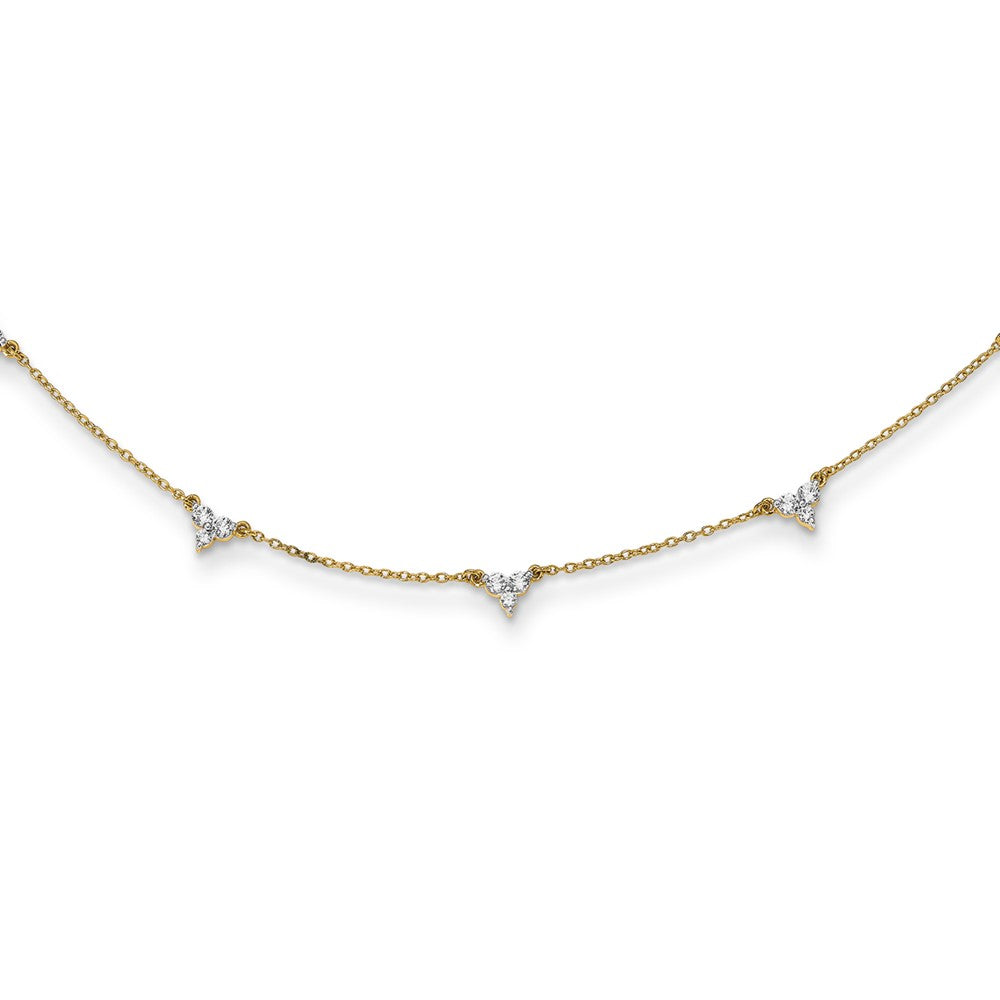 14K Yellow Gold True Origin 1 Carat Lab Grown Diamond Vs Def Multi Station 18 Inch Necklace