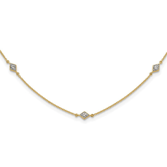 14k Yellow Gold 1/2 Ct. Lab Grown Diamond VS/SI+ G+ Nine Station 18 inch Necklace
