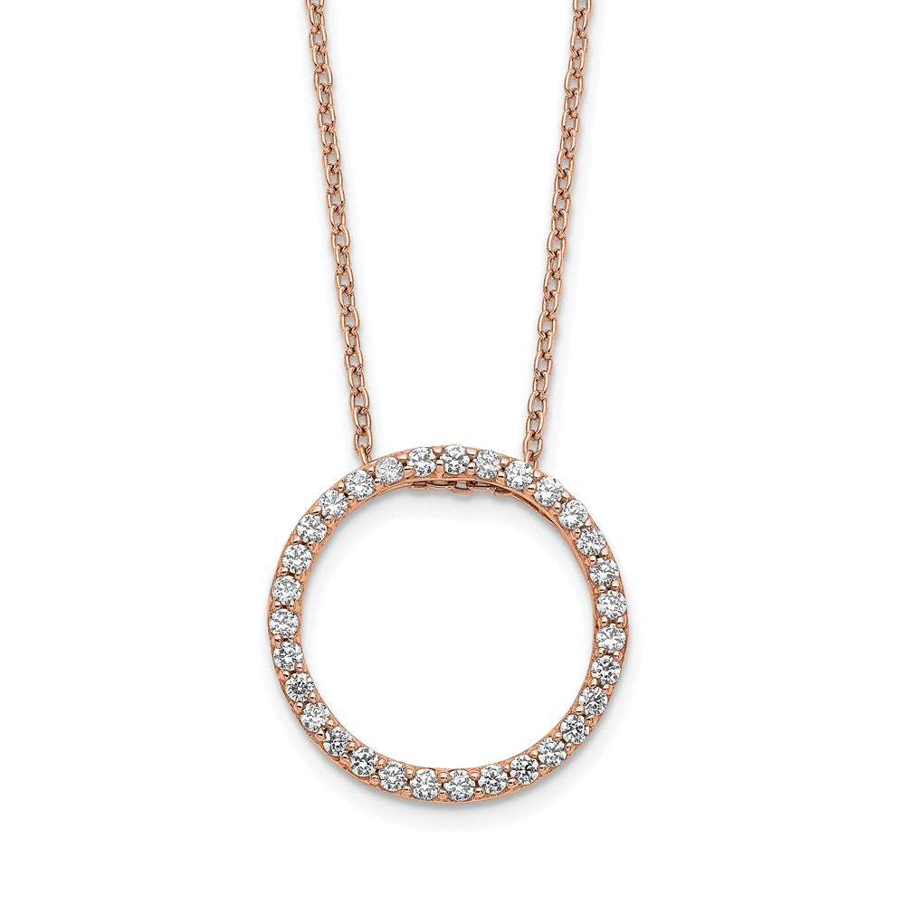 14k Rose Gold 1/2 Ct. Lab Grown Diamond VS/SI+ G+ 18 inch Round Pendant Necklace