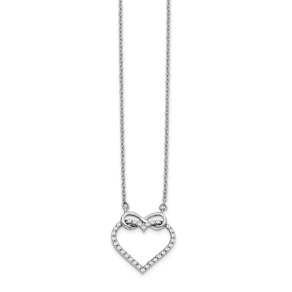 14k White Gold 1/4 Ct. Lab Grown Diamond VS/SI+ G+ 18 inch Infinity Heart Necklace