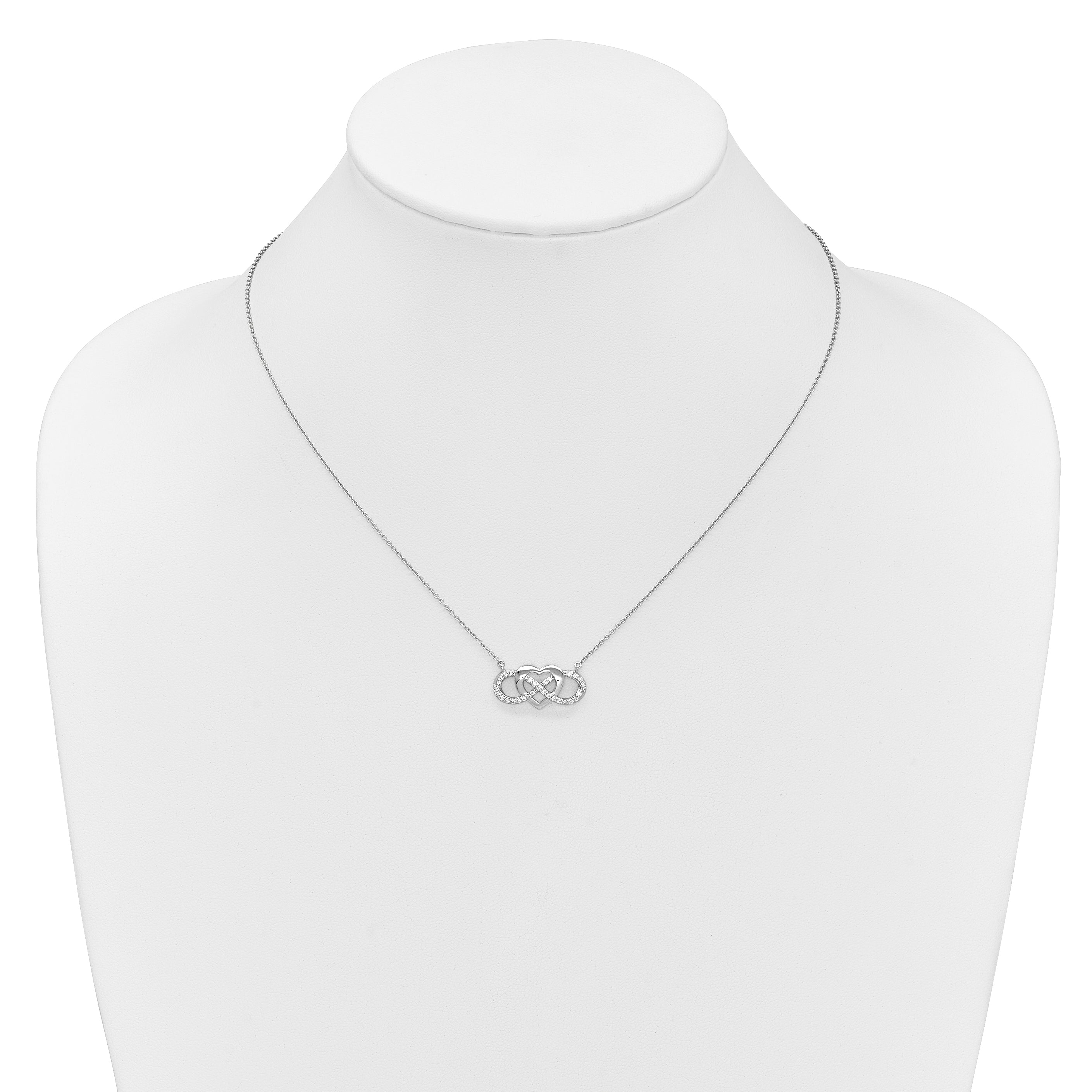 10K White Gold Diamond Infinity Heart 18 Inch Necklace