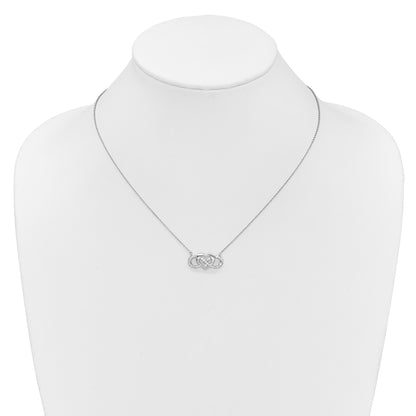 10K White Gold Diamond Infinity Heart 18 Inch Necklace