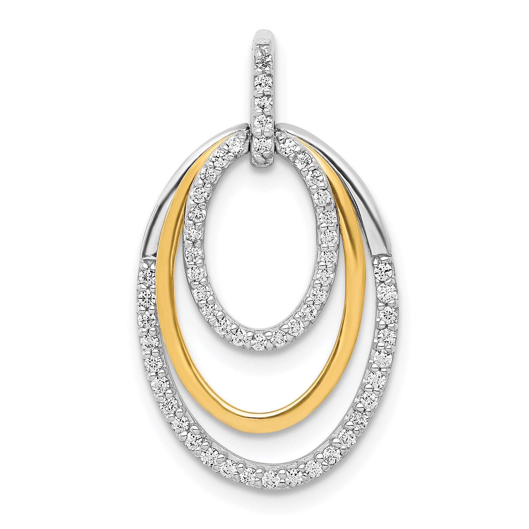 10K Two-Tone 1/4Ct. Diamond Fancy Triple Oval Pendant