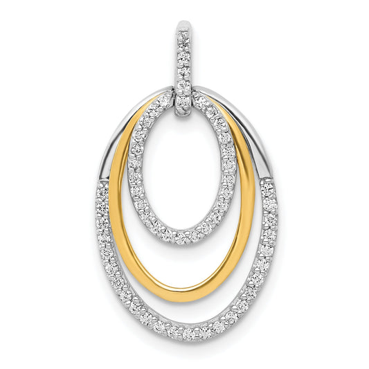 10K Two-Tone 1/4Ct. Diamond Fancy Triple Oval Pendant
