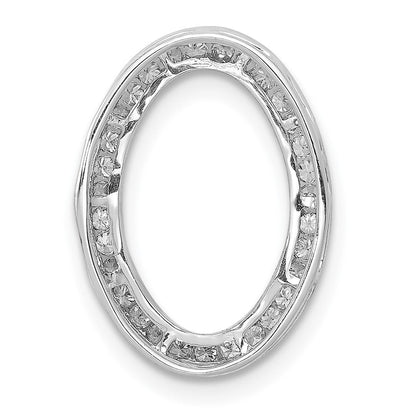 Solid 14k White Gold 1/4ct. Simulated CZ Channel Set Oval Chain Slide