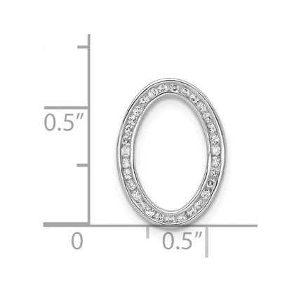 Solid 14k White Gold 1/4ct. Simulated CZ Channel Set Oval Chain Slide